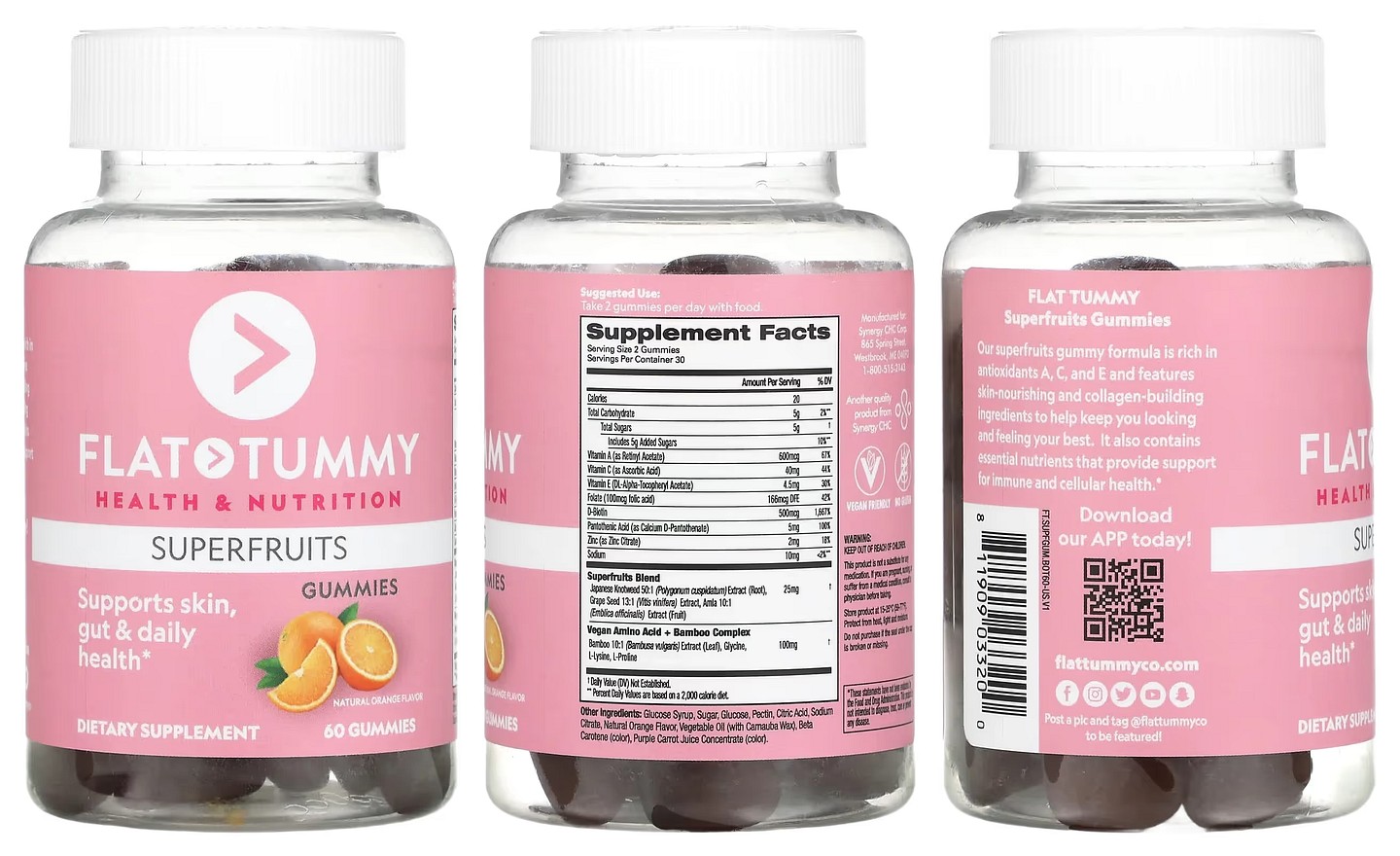 Flat Tummy, Superfruits, Natural Orange packaging