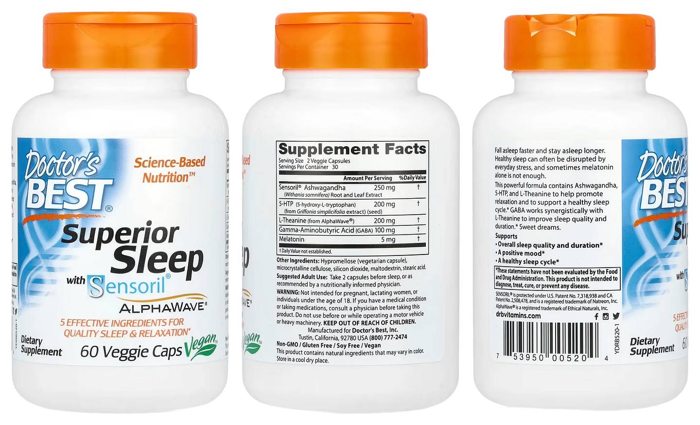 Doctor's Best, Superior Sleep with Sensoril AlphaWave packaging