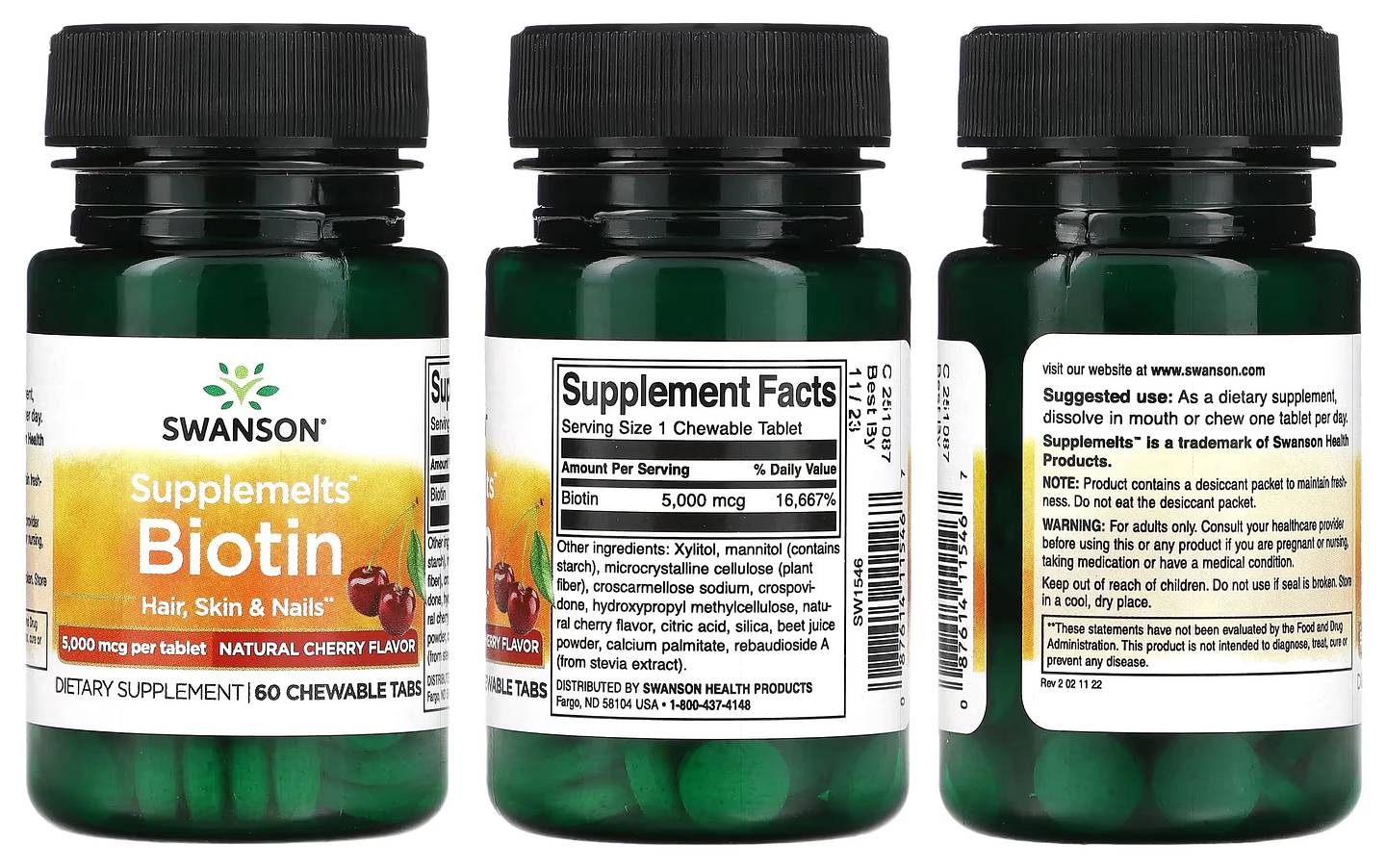 Swanson, Supplemelts Biotin, Natural Cherry packaging