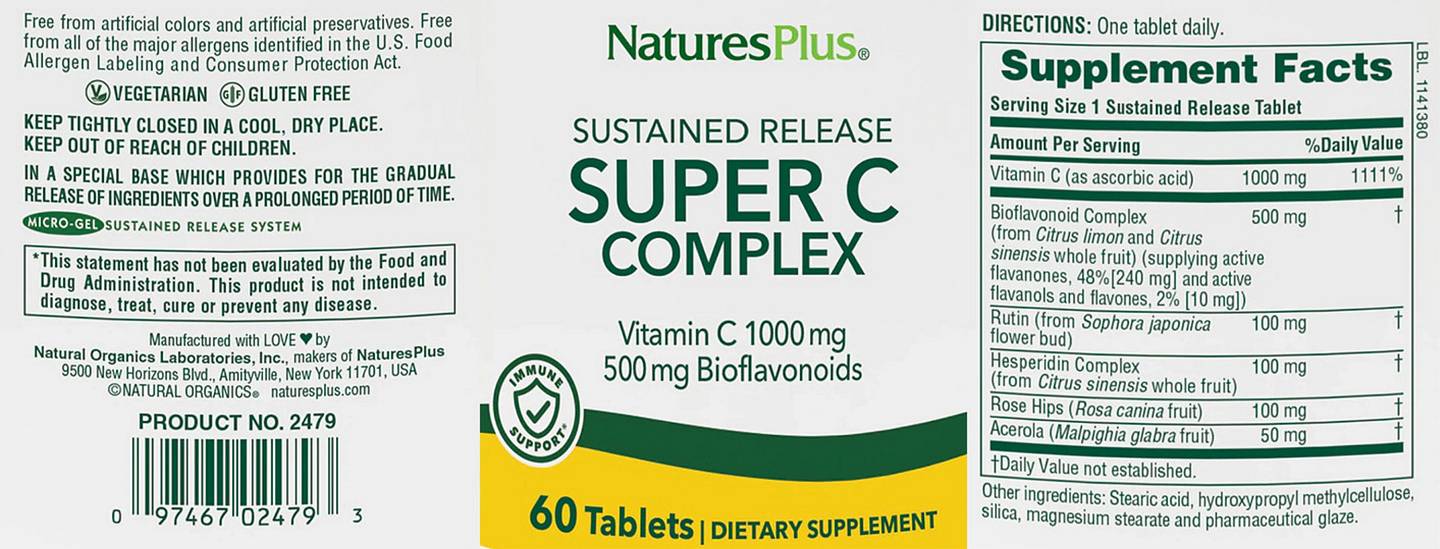 NaturesPlus, Sustained Release Super C Complex label