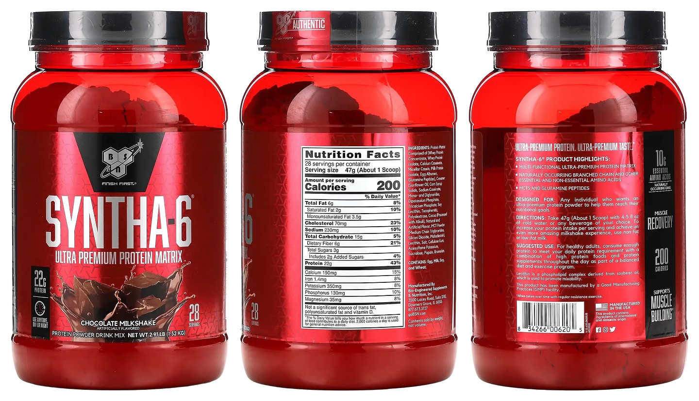 BSN, Syntha-6, Ultra Premium Protein Matrix, Chocolate Milkshake packaging