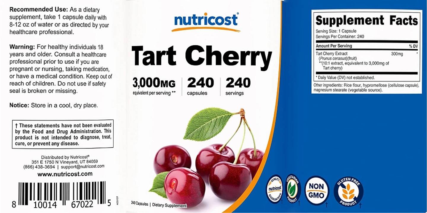 Nutricost, Tart Cherry label