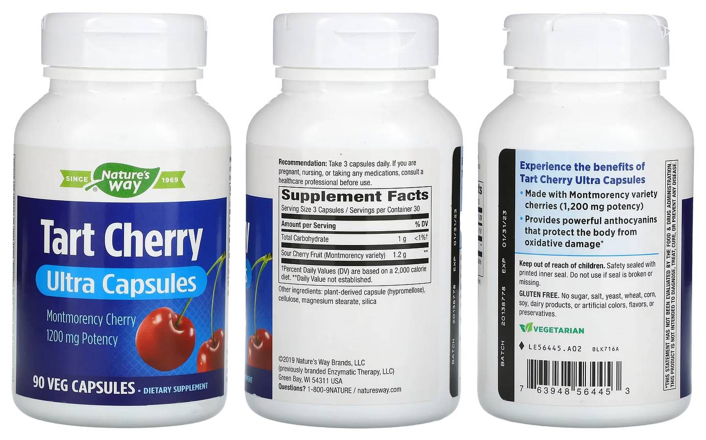 Nature's Way, Tart Cherry, Ultra Capsules, 1,200 mg packaging