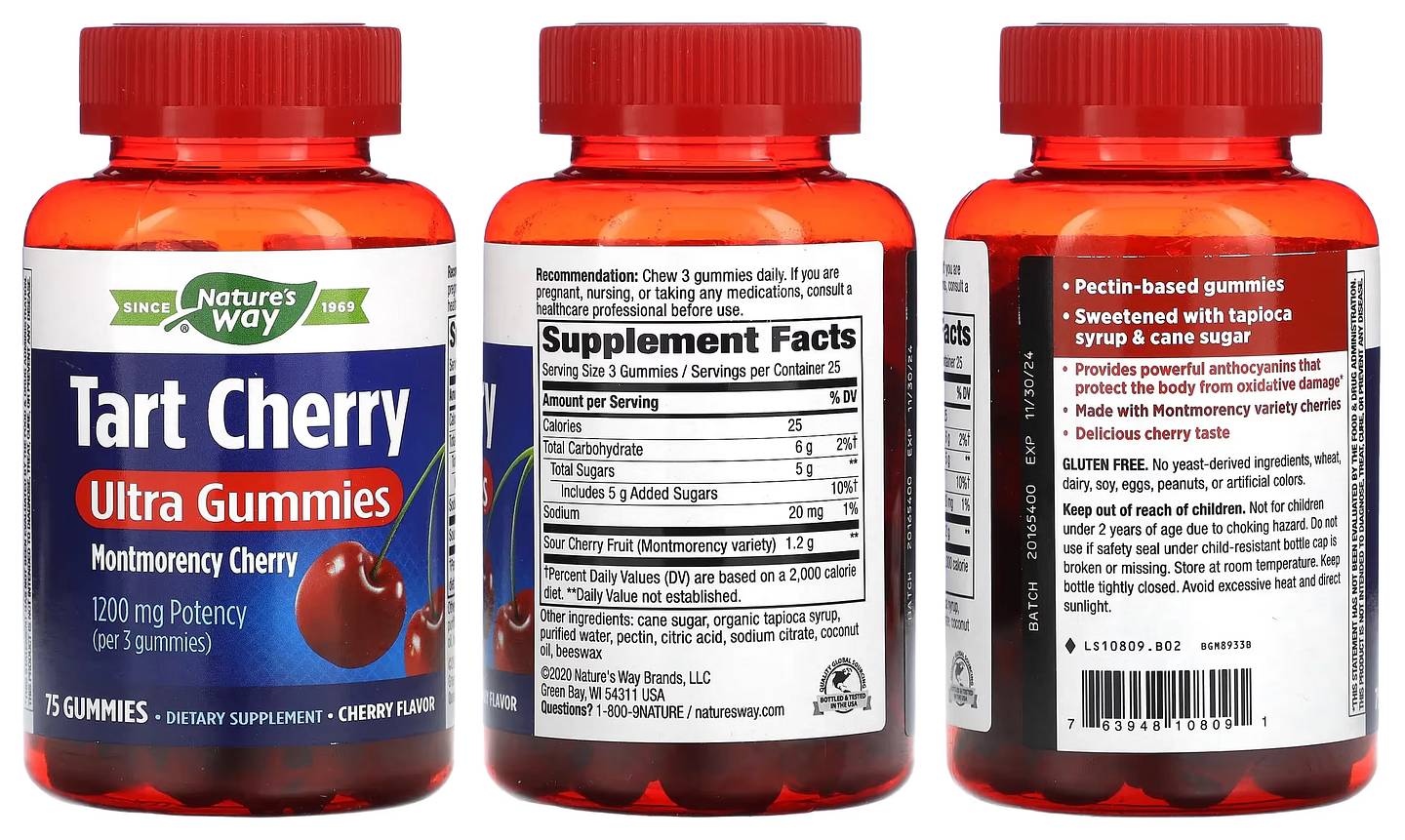 Nature's Way, Tart Cherry, Ultra Gummies, Cherry, 1,200 mg packaging