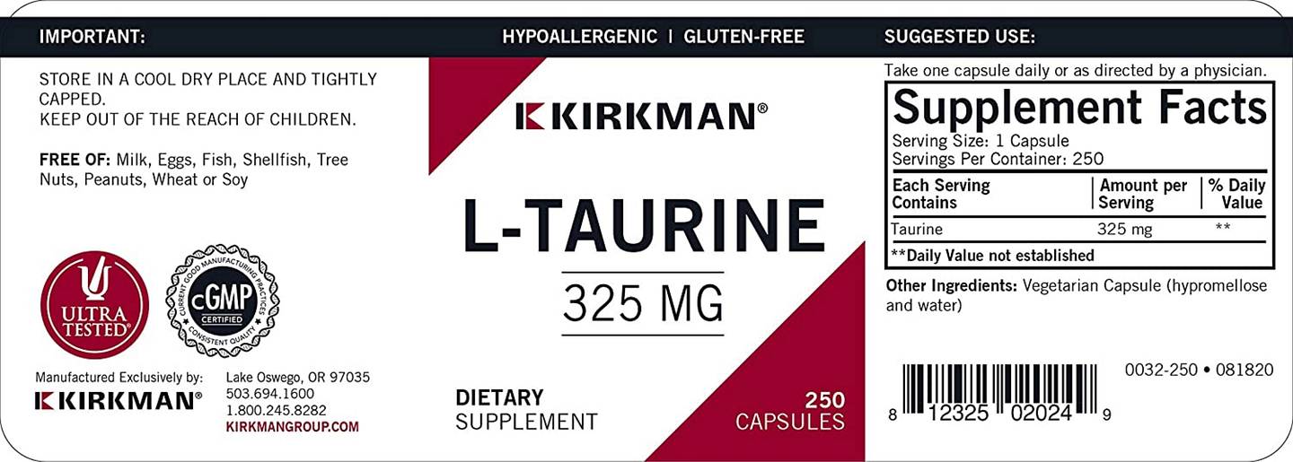 Kirkman Labs, Taurine label