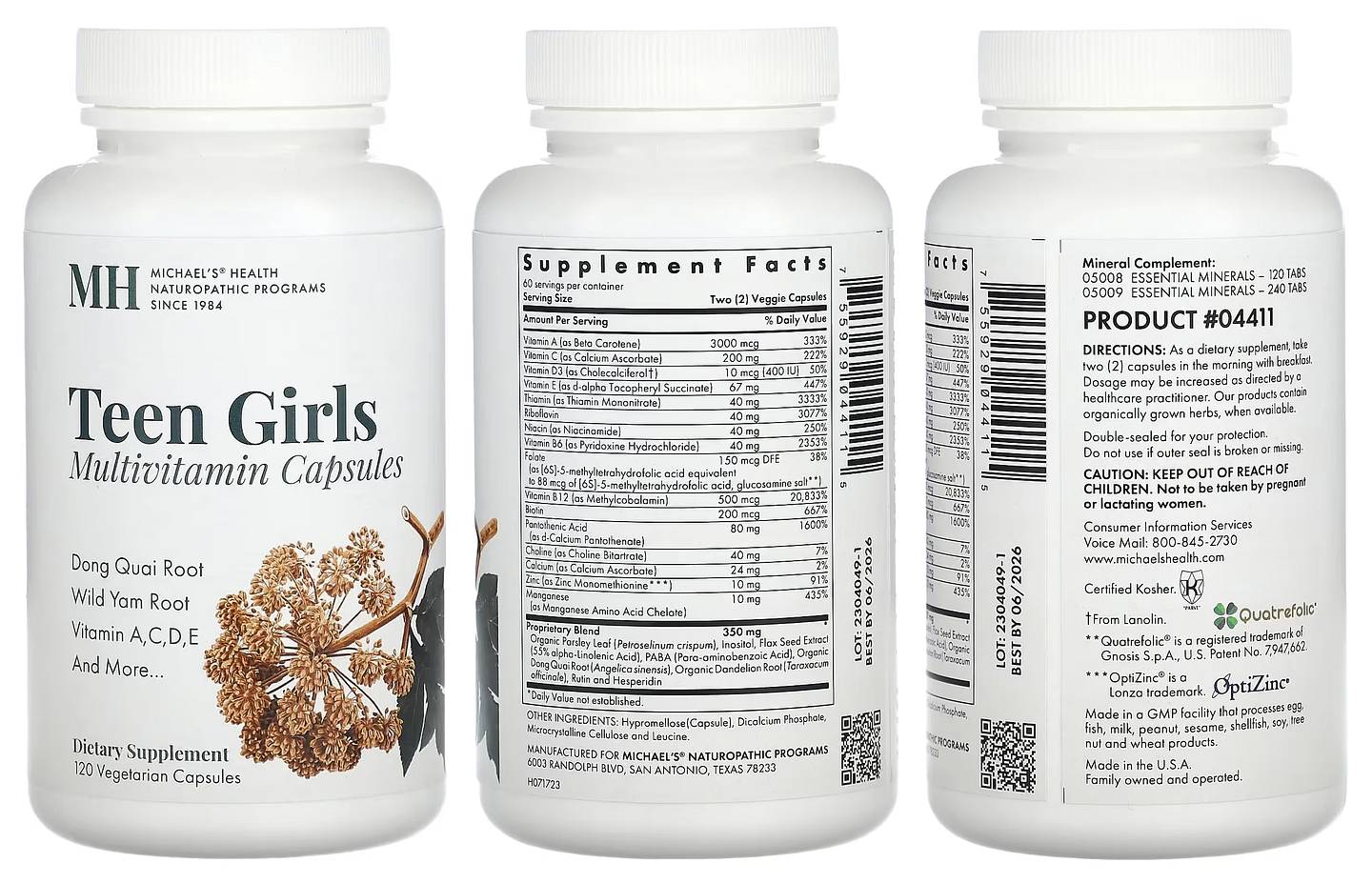 Michael's Naturopathic, Teen Girls Multivitamin packaging