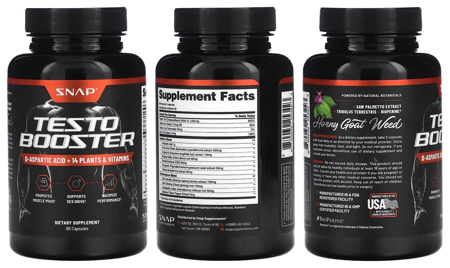 Snap Supplements, Testo Booster packaging