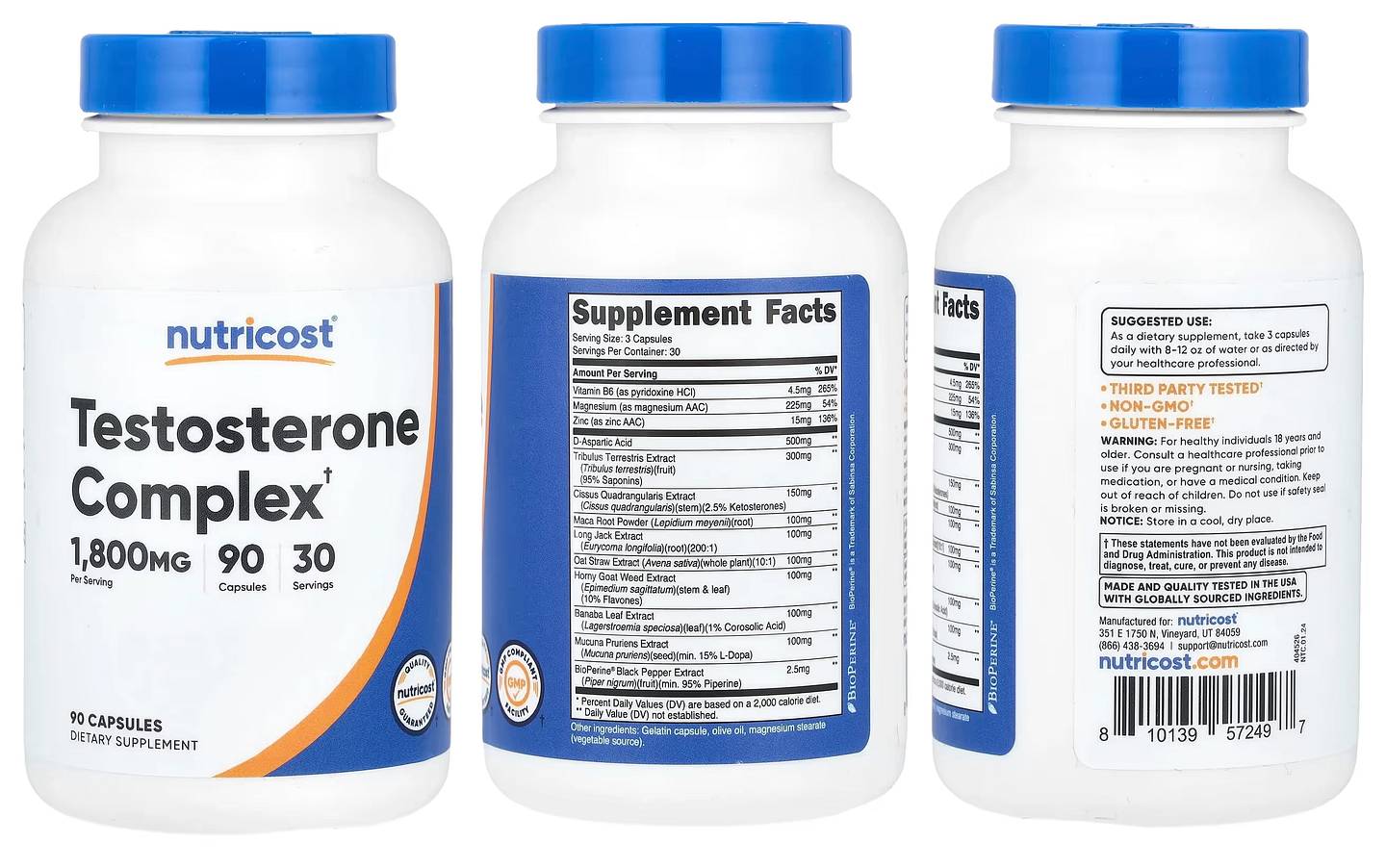 Nutricost, Testosterone Complex packaging