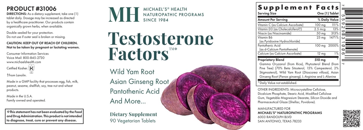 Michael's Naturopathic, Testosterone Factors label