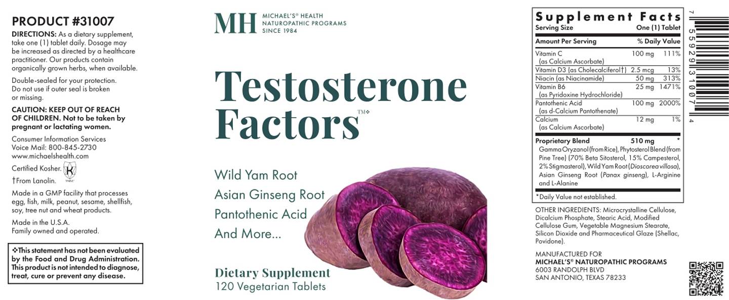 Michael's Naturopathic, Testosterone Factors label