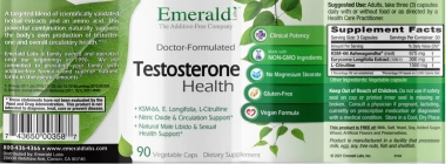 Emerald Laboratories, Testosterone Health label