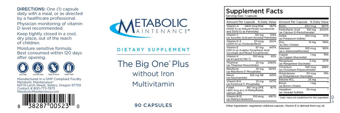 Metabolic Maintenance, The Big One Plus label