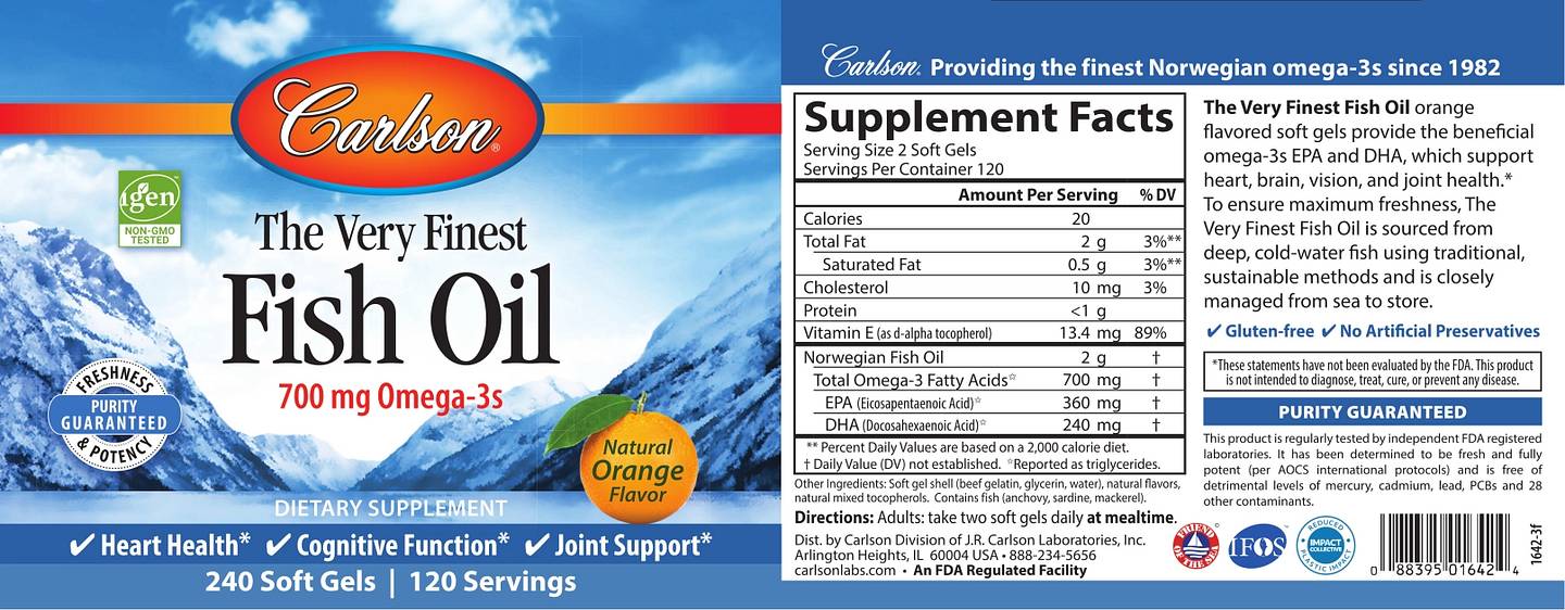 Carlson, The Very Finest Fish Oil label