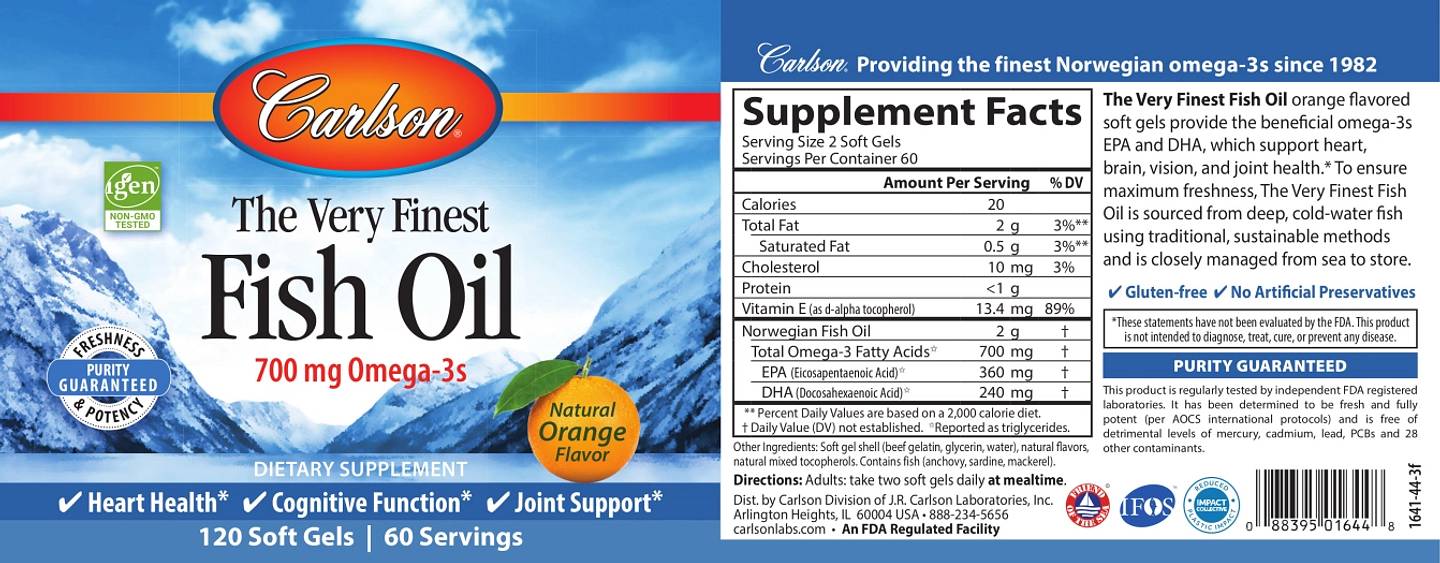 Carlson, The Very Finest Fish Oil, Natural Orange label