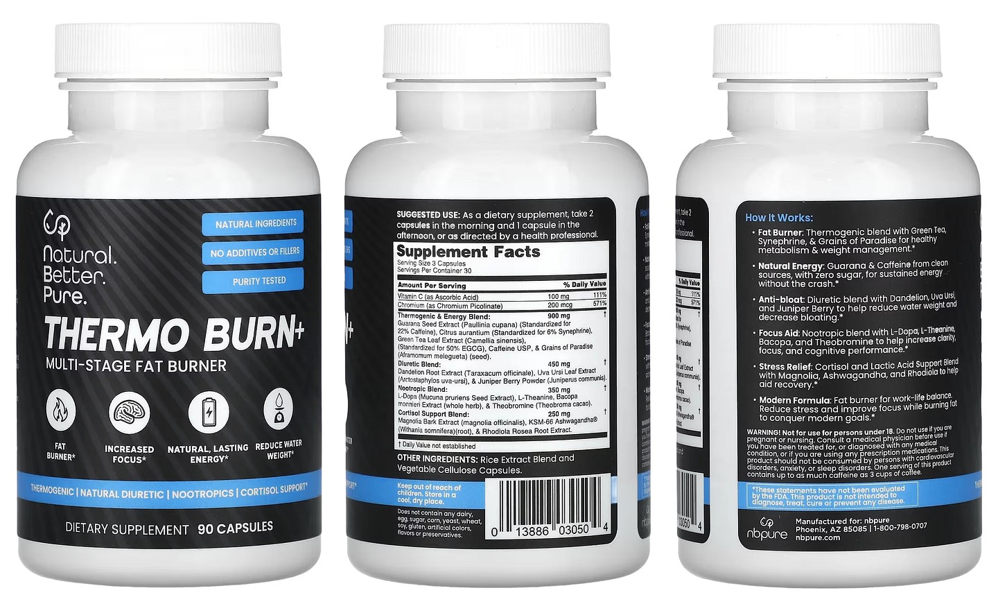 NB Pure, Thermo Burn+ Multi-Stage Fat Burner packaging