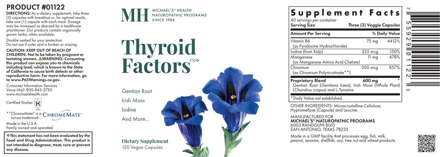 Michael's Naturopathic, Thyroid Factors label