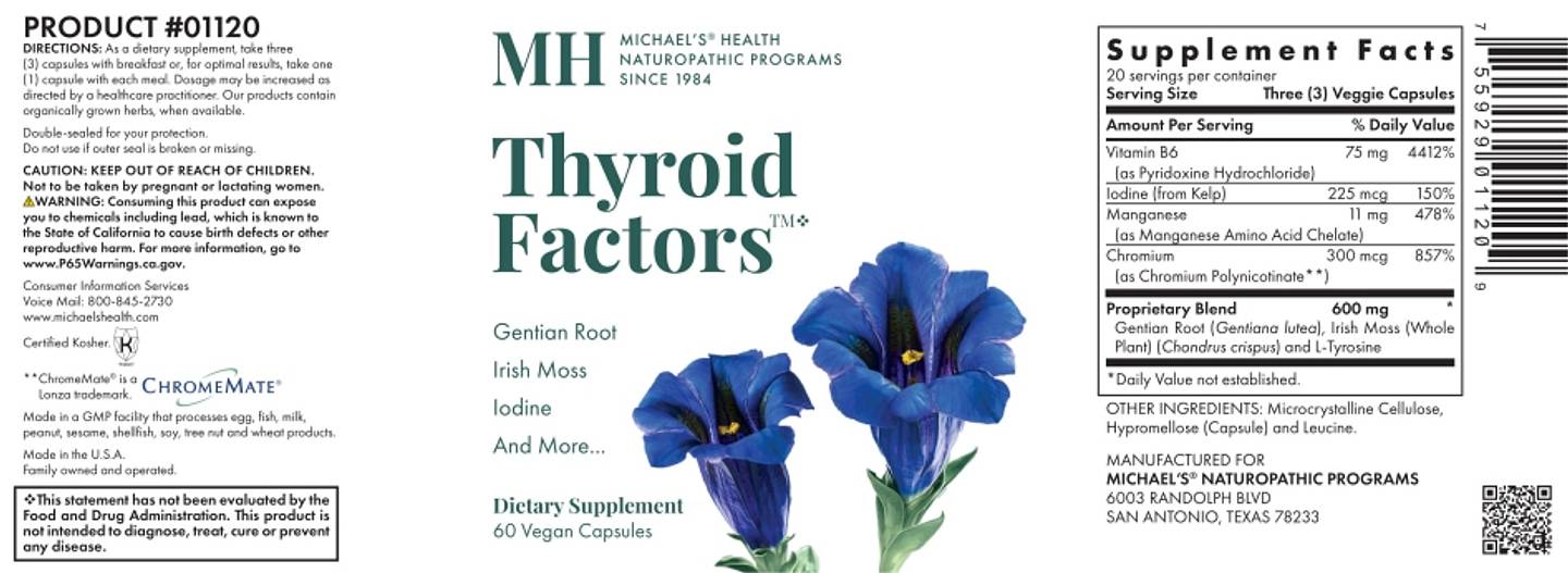 Michael's Naturopathic, Thyroid Factors label