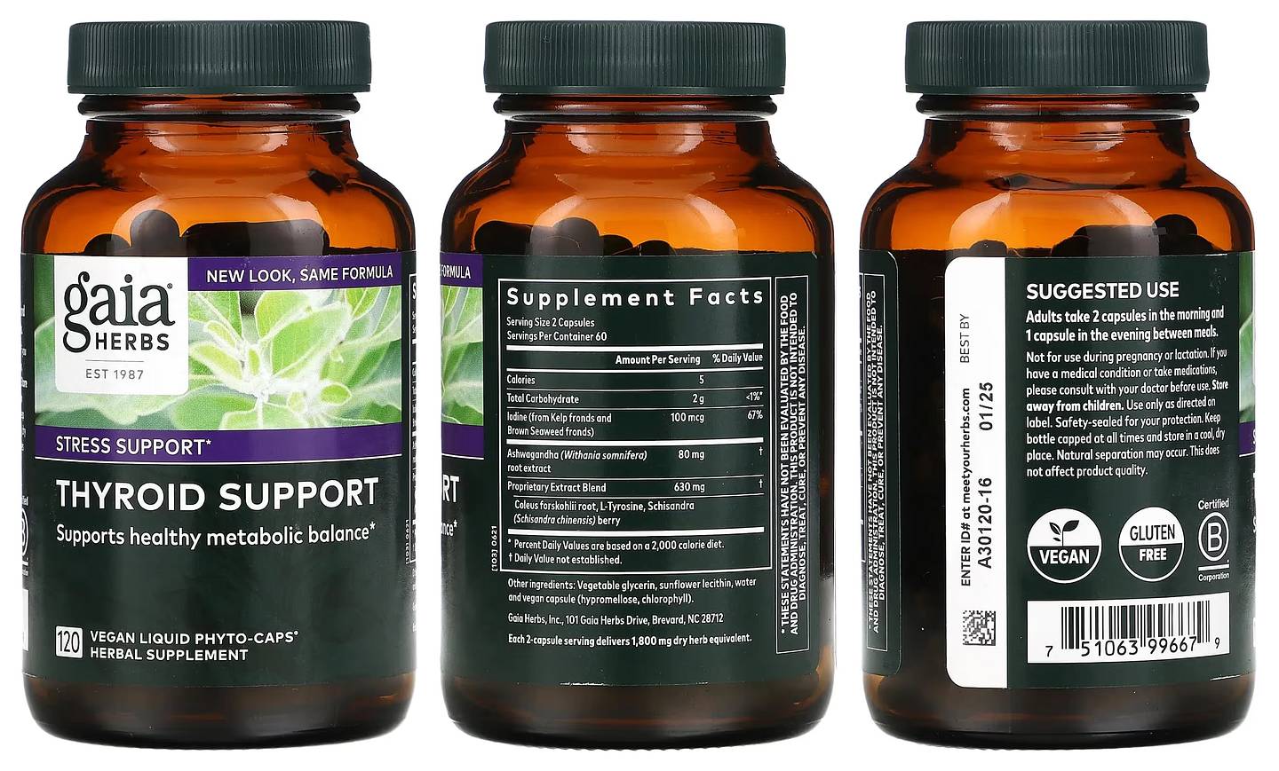 Gaia Herbs, Thyroid Support packaging