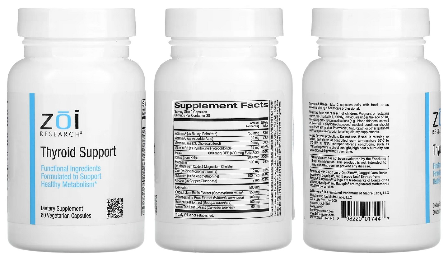 ZOI Research, Thyroid Support packaging