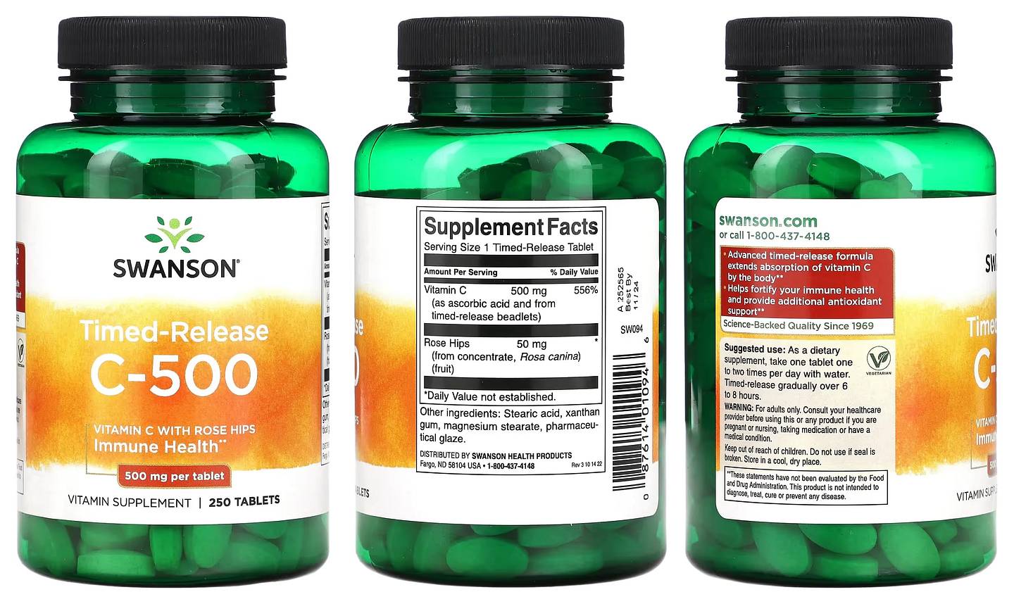 Swanson, Timed-Release C-500 packaging