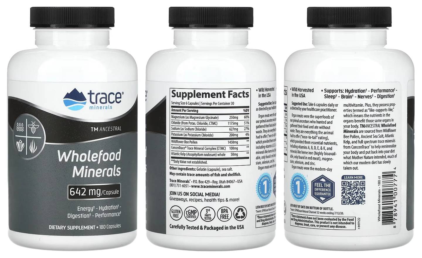 Trace Minerals, TM Ancestral, Wholefood Minerals, 642 mg packaging