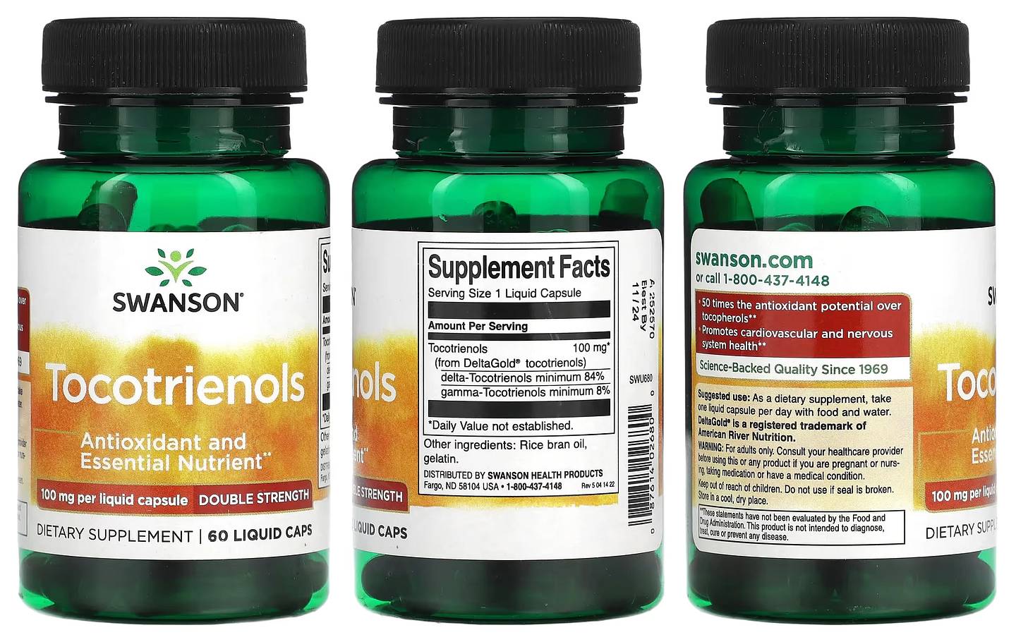 Swanson, Tocotrienols, Double Strength, 100 mg packaging