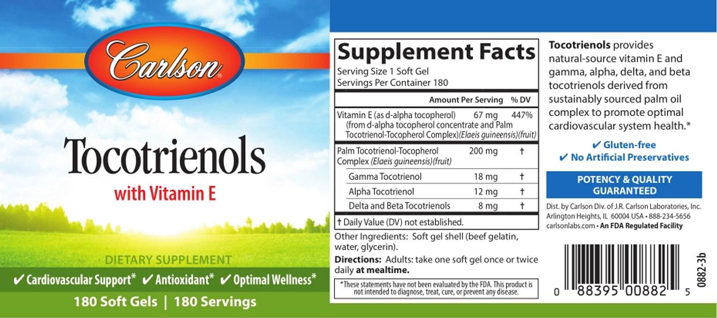 Carlson, Tocotrienols with Vitamin E label