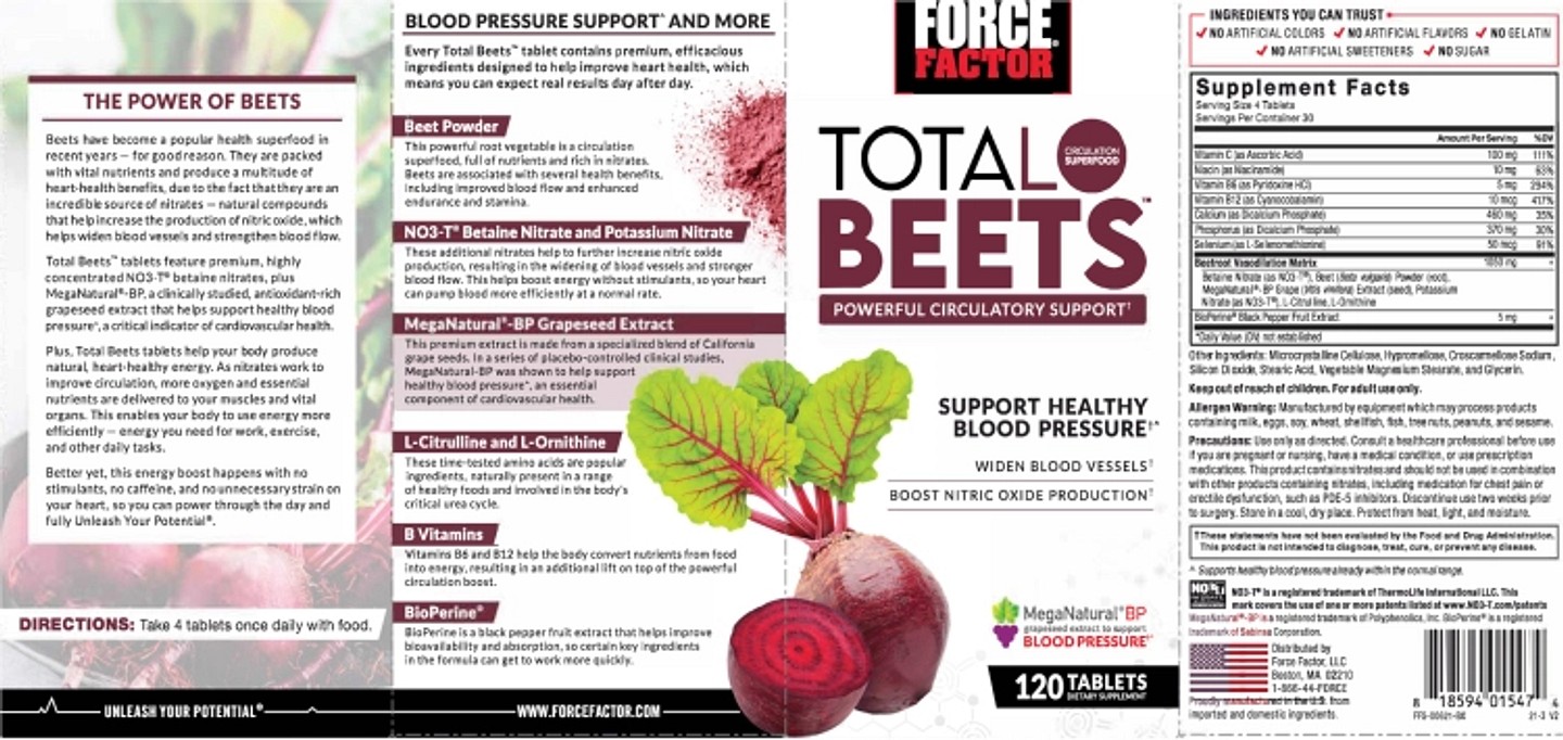 Force Factor, Total Beets, Powerful Circulation Support label
