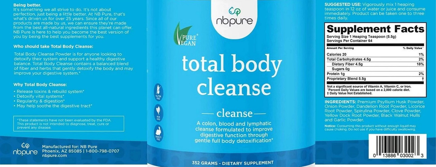 NB Pure, Total Body Cleanse label