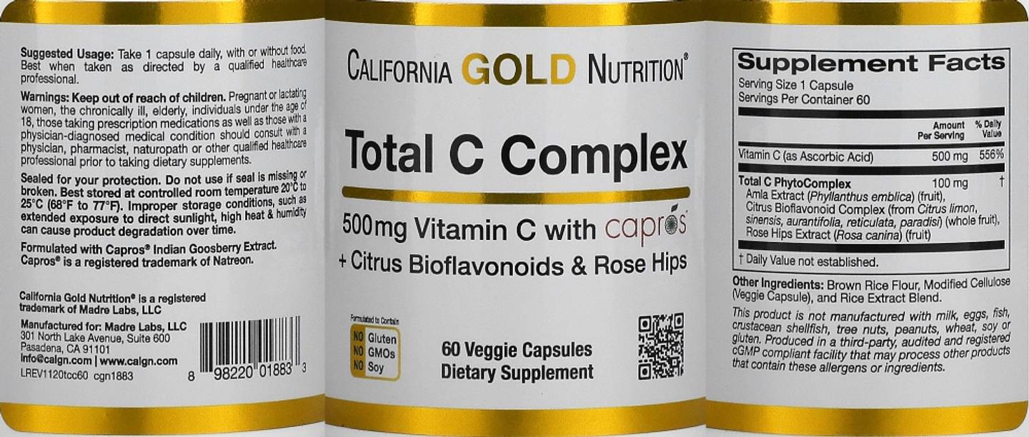 California Gold Nutrition, Total C Complex label