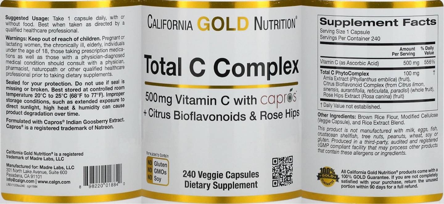 California Gold Nutrition, Total C Complex label