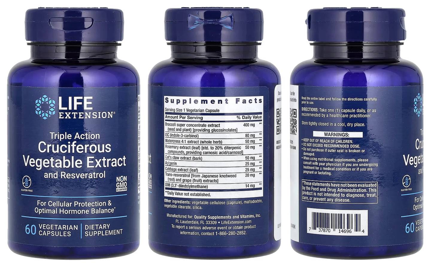 Life Extension, Triple Action Cruciferous Vegetable Extract with Resveratrol packaging