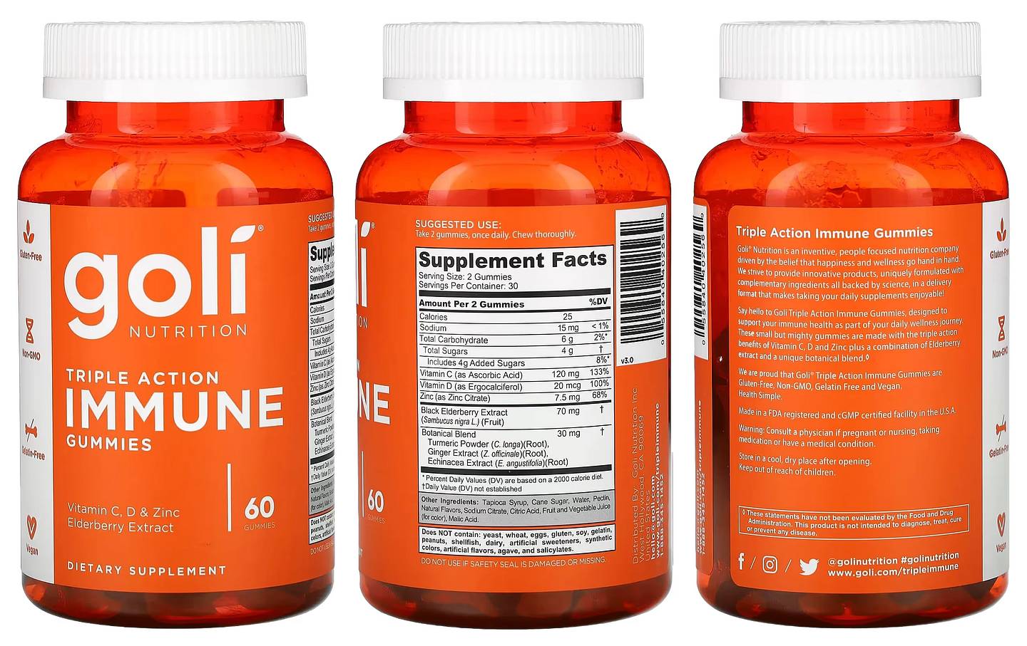 Goli Nutrition, Triple Action Immune Gummies packaging