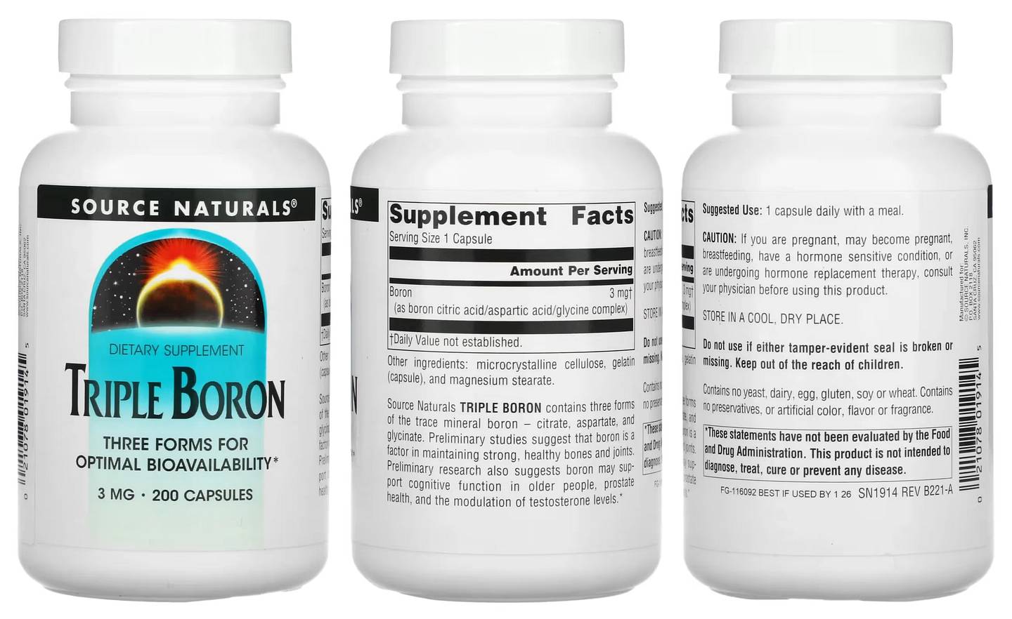 Source Naturals, Triple Boron packaging