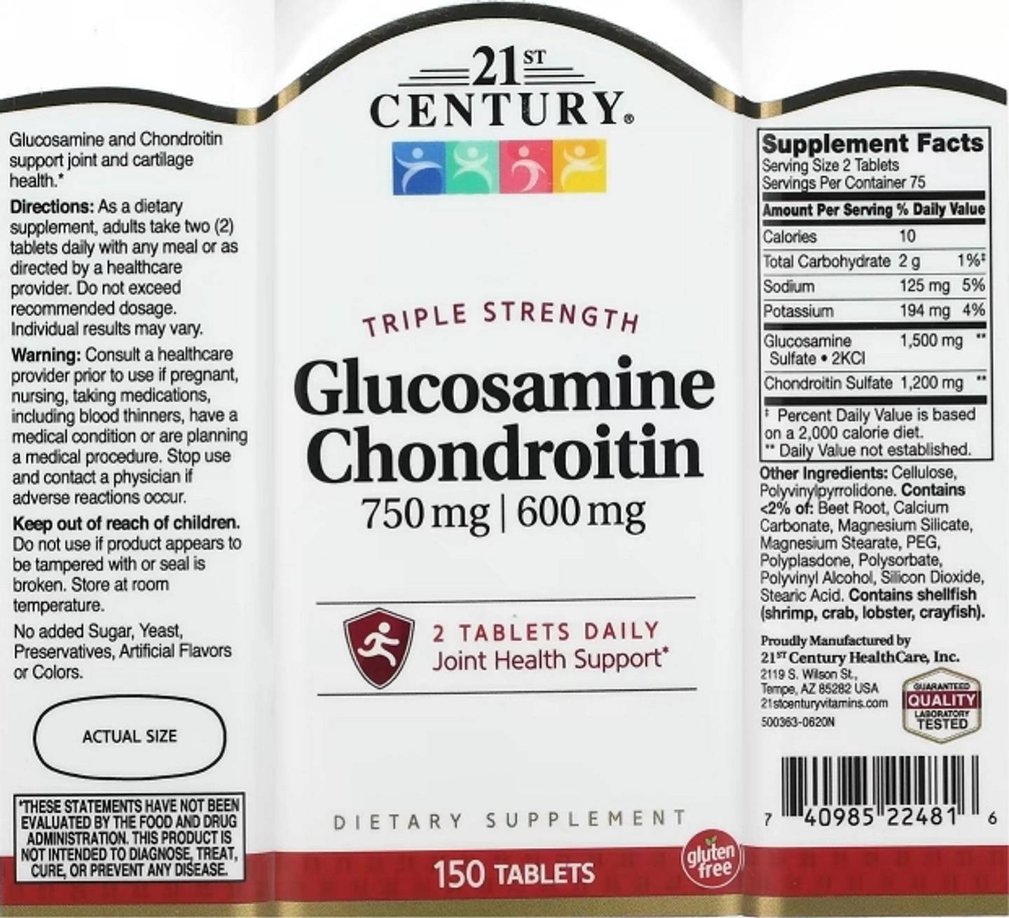 21st Century, Triple Strength Glucosamine Chondroitin label