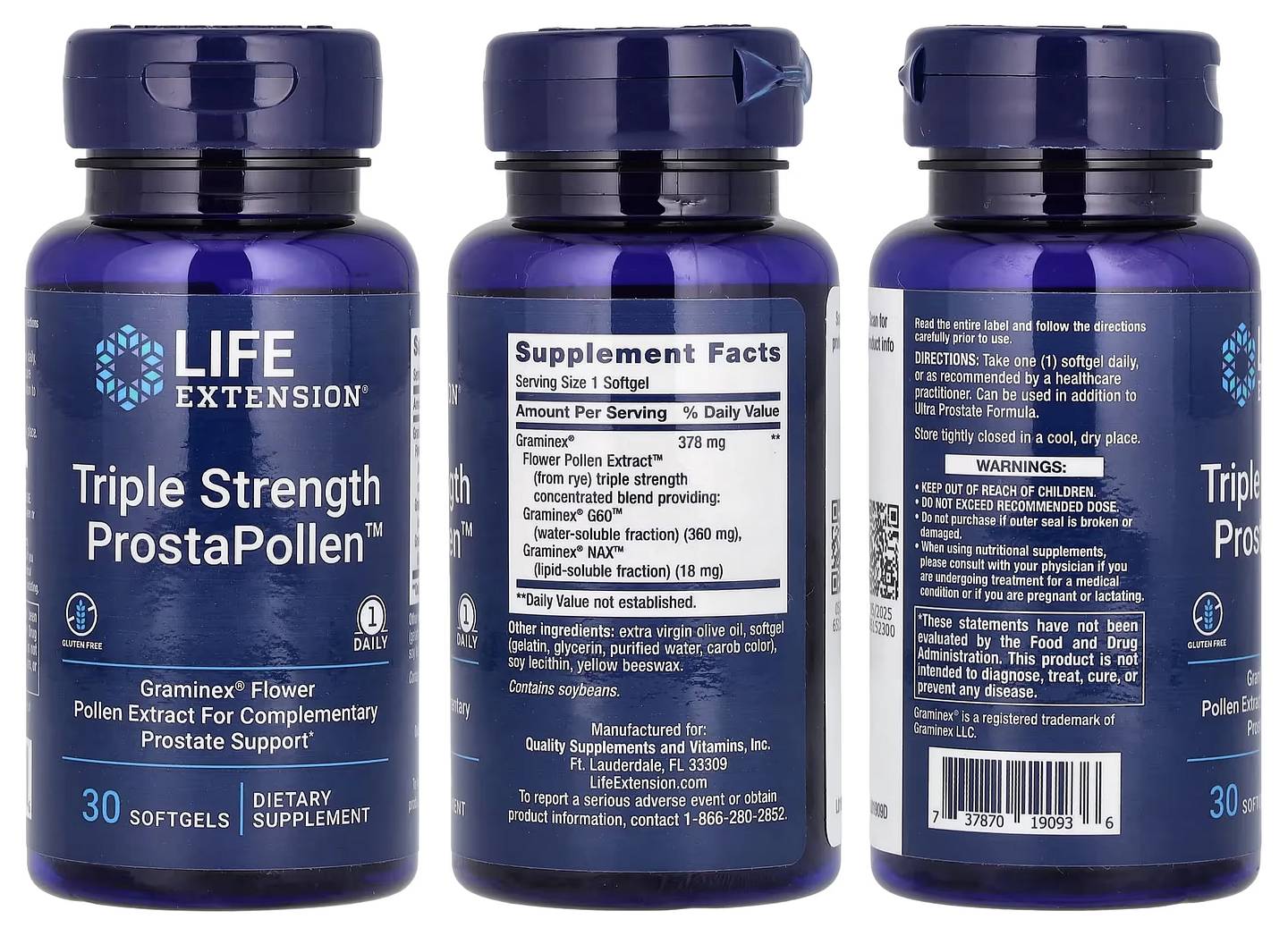 Life Extension, Triple Strength ProstaPollen packaging