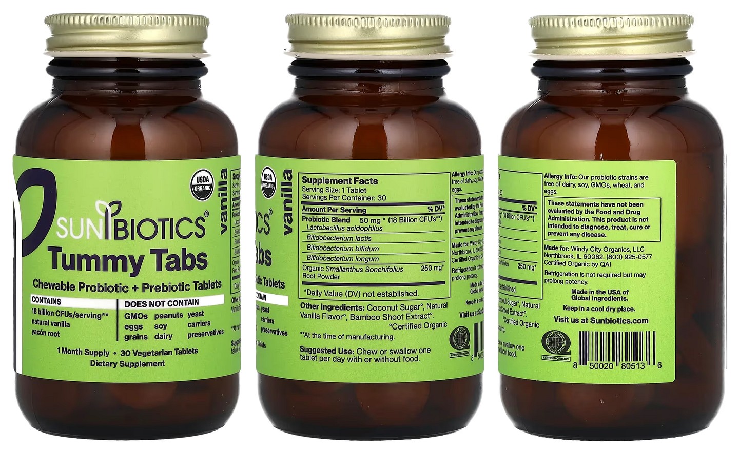 Sunbiotics, Tummy Tabs packaging