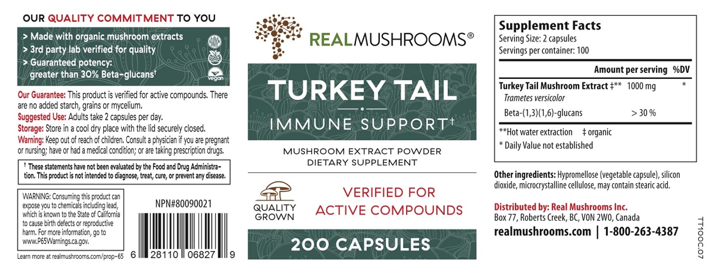 Real Mushrooms, Turkey Tail label