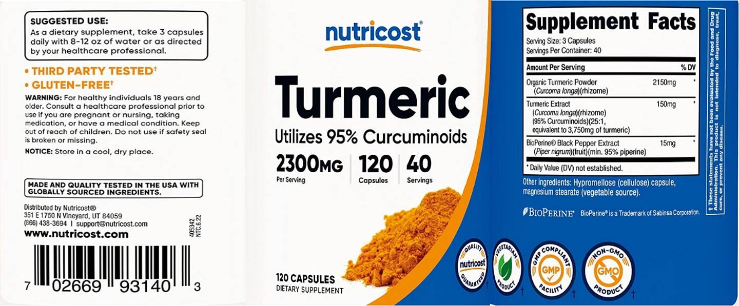 Nutricost, Turmeric label