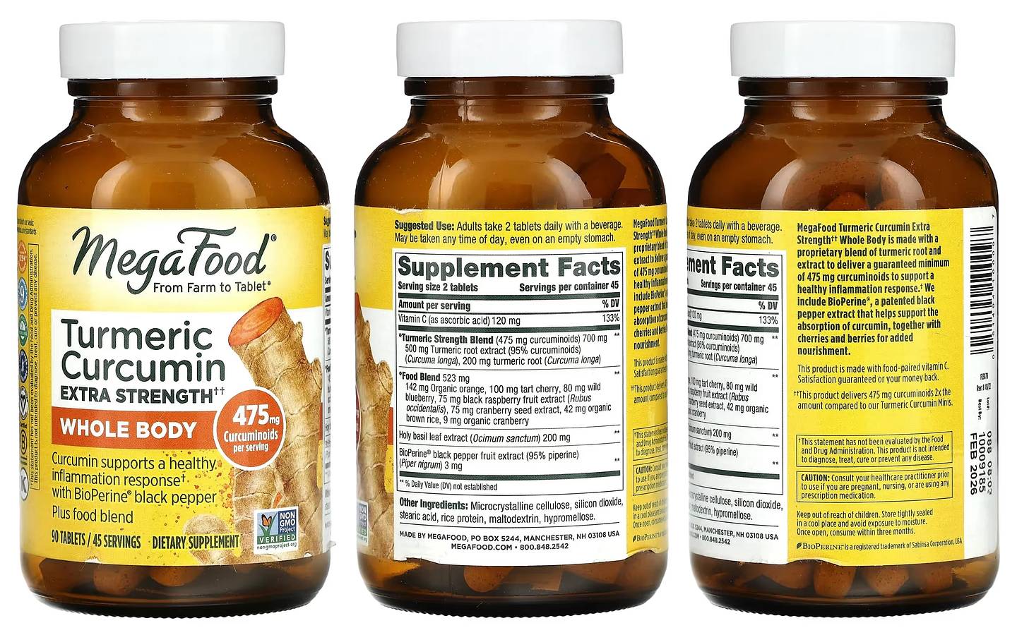 MegaFood, Turmeric Curcumin Extra Strength packaging