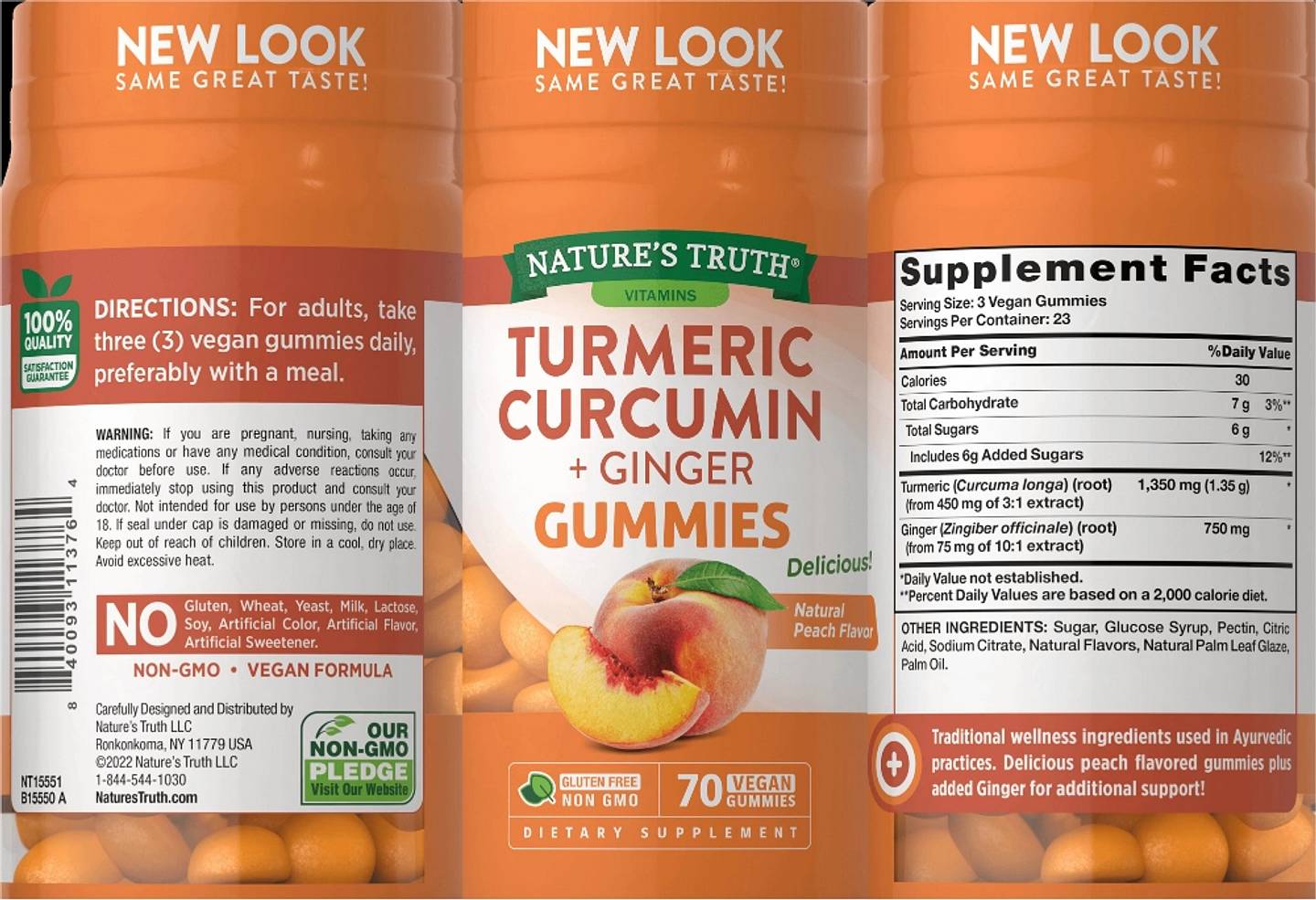 Nature's Truth, Turmeric Curcumin + Ginger label