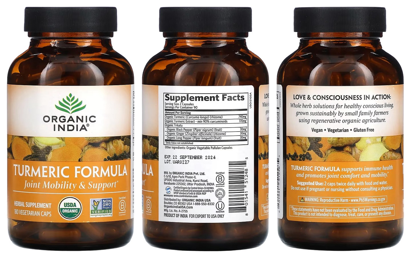 Organic India, Turmeric Formula packaging