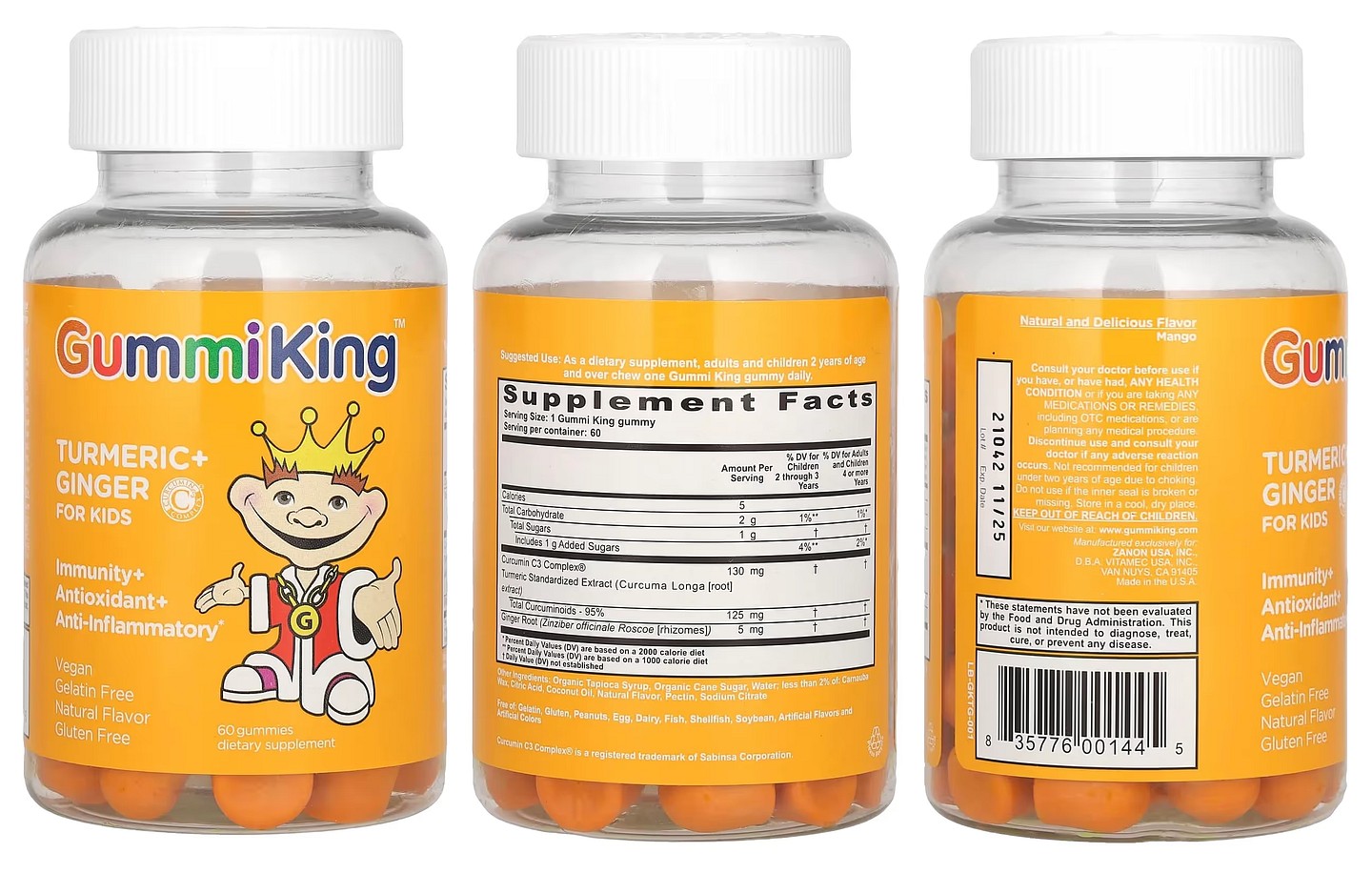 GummiKing, Turmeric + Ginger For Kids packaging