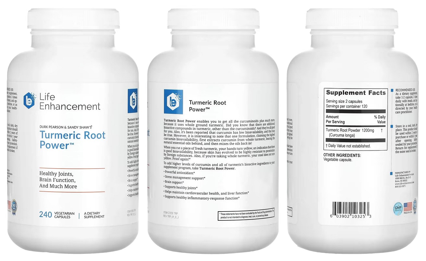 Life Enhancement, Turmeric Root Power packaging