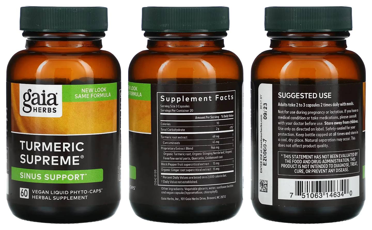 Gaia Herbs, Turmeric Supreme packaging