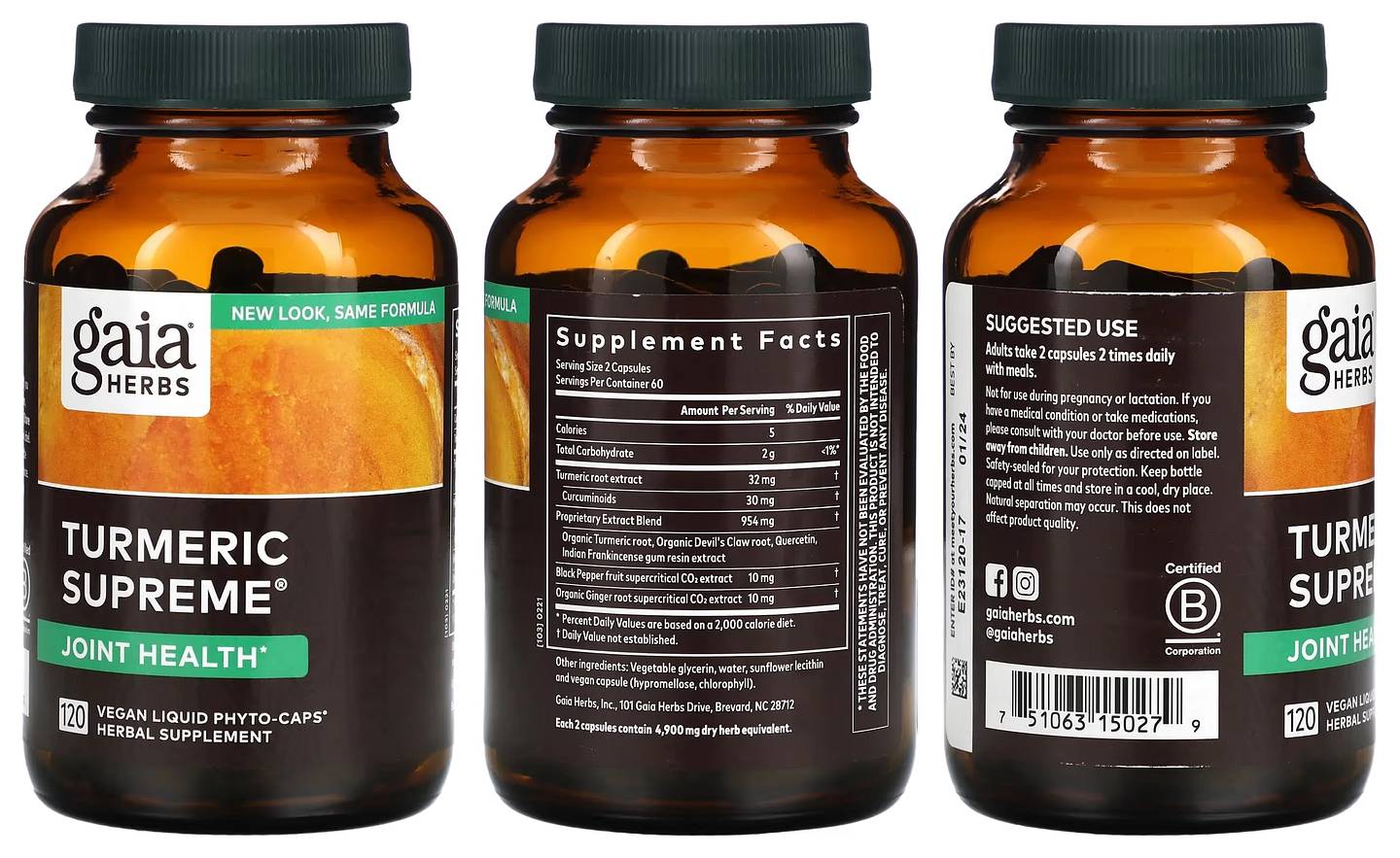 Gaia Herbs, Turmeric Supreme packaging