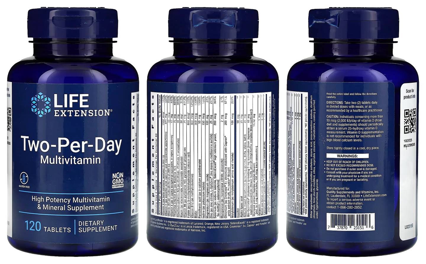 Life Extension, Two-Per-Day Multivitamin packaging