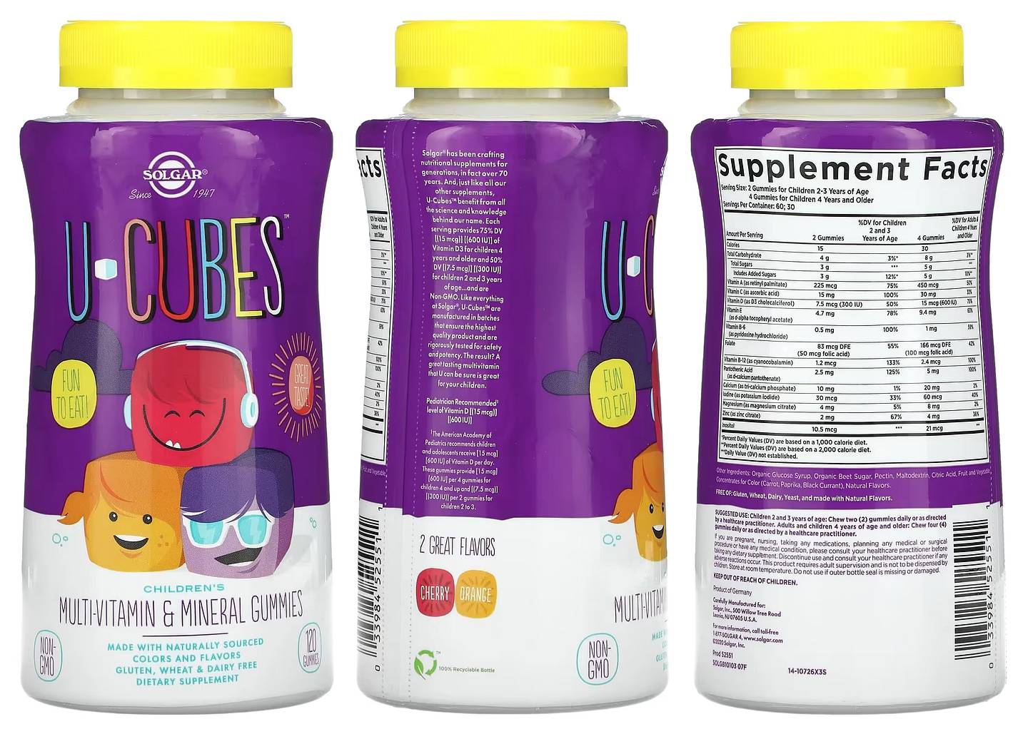 Solgar, U-Cubes, Children's Multi-Vitamin & Mineral Gummies packaging