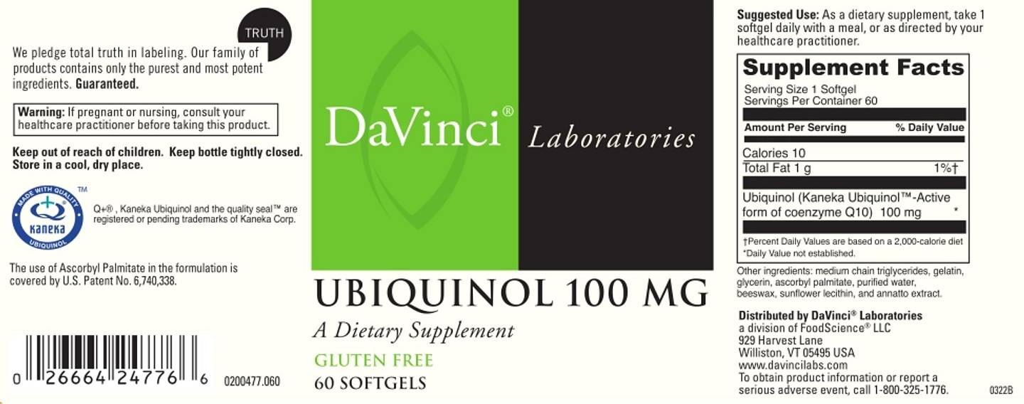 DaVinci Laboratories of Vermont, Ubiquinol label