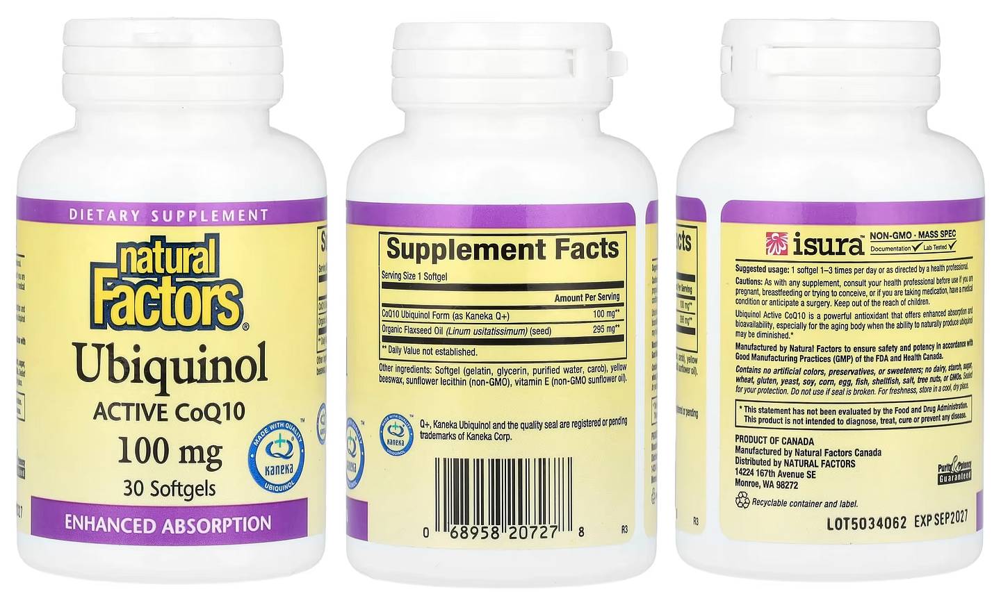 Natural Factors, Ubiquinol packaging